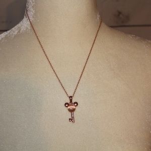NWOT Rose Gold Mickey Key Necklace
